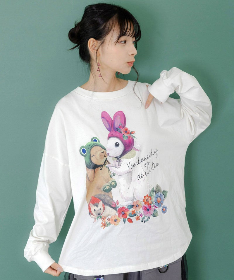 冬支度中アニマルプリントプルオーバー-3