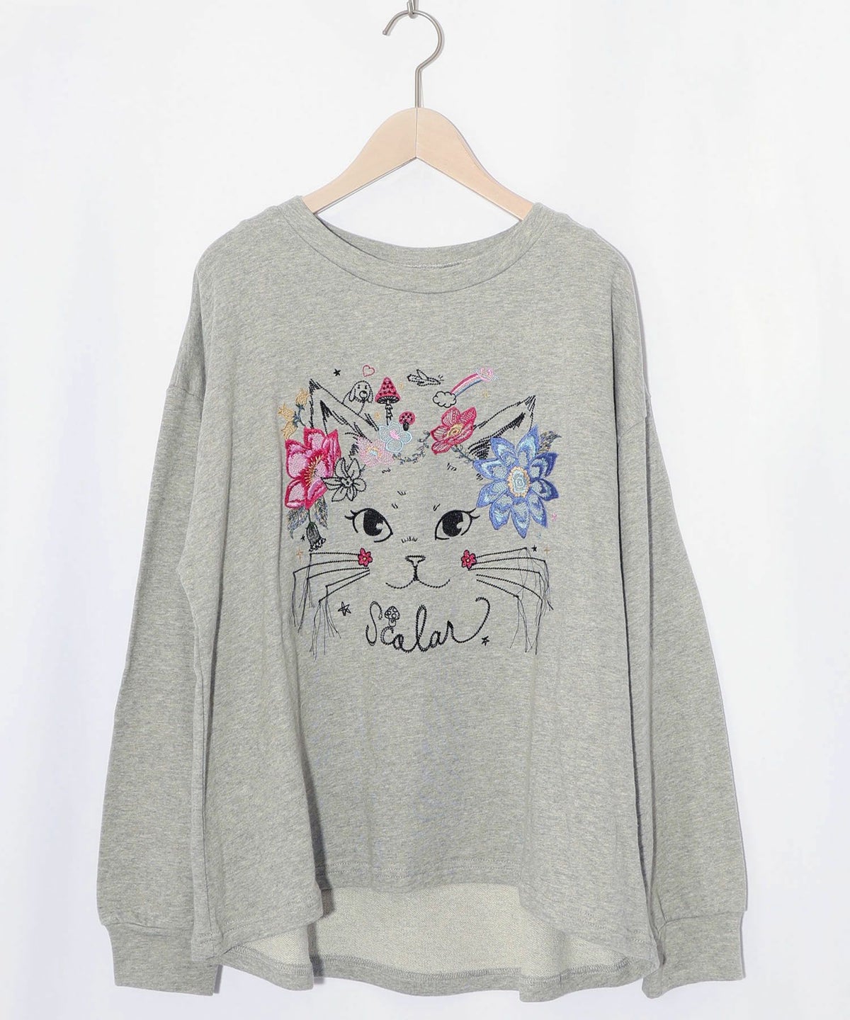 花猫刺繍のミニ裏毛プルオーバー-8