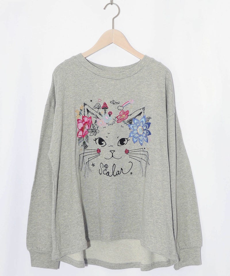 花猫刺繍のミニ裏毛プルオーバー-8