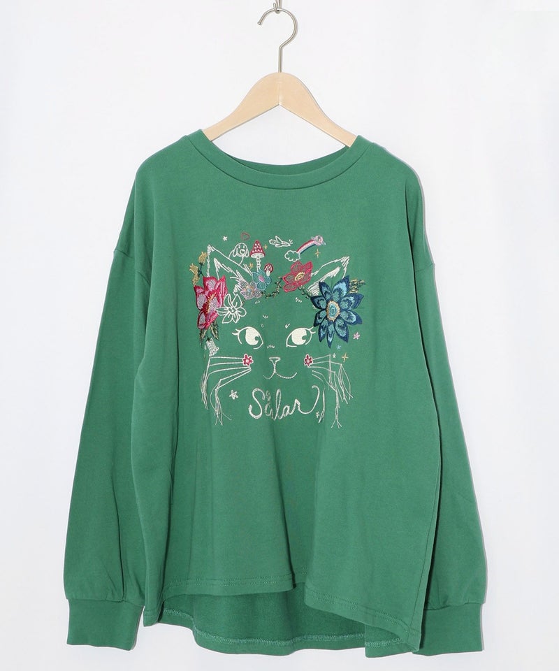 花猫刺繍のミニ裏毛プルオーバー-12