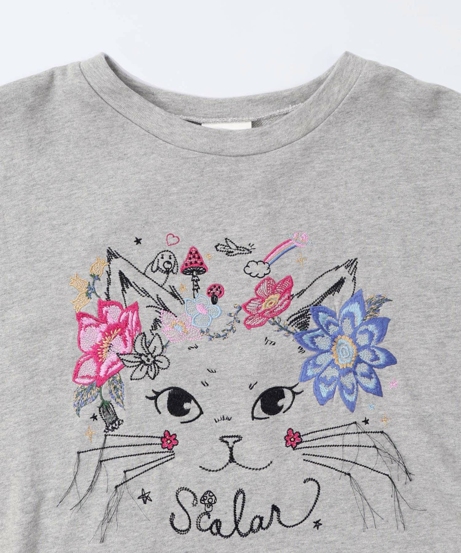 153699：花猫刺繍のミニ裏毛プルオーバーの通販-ScoLar