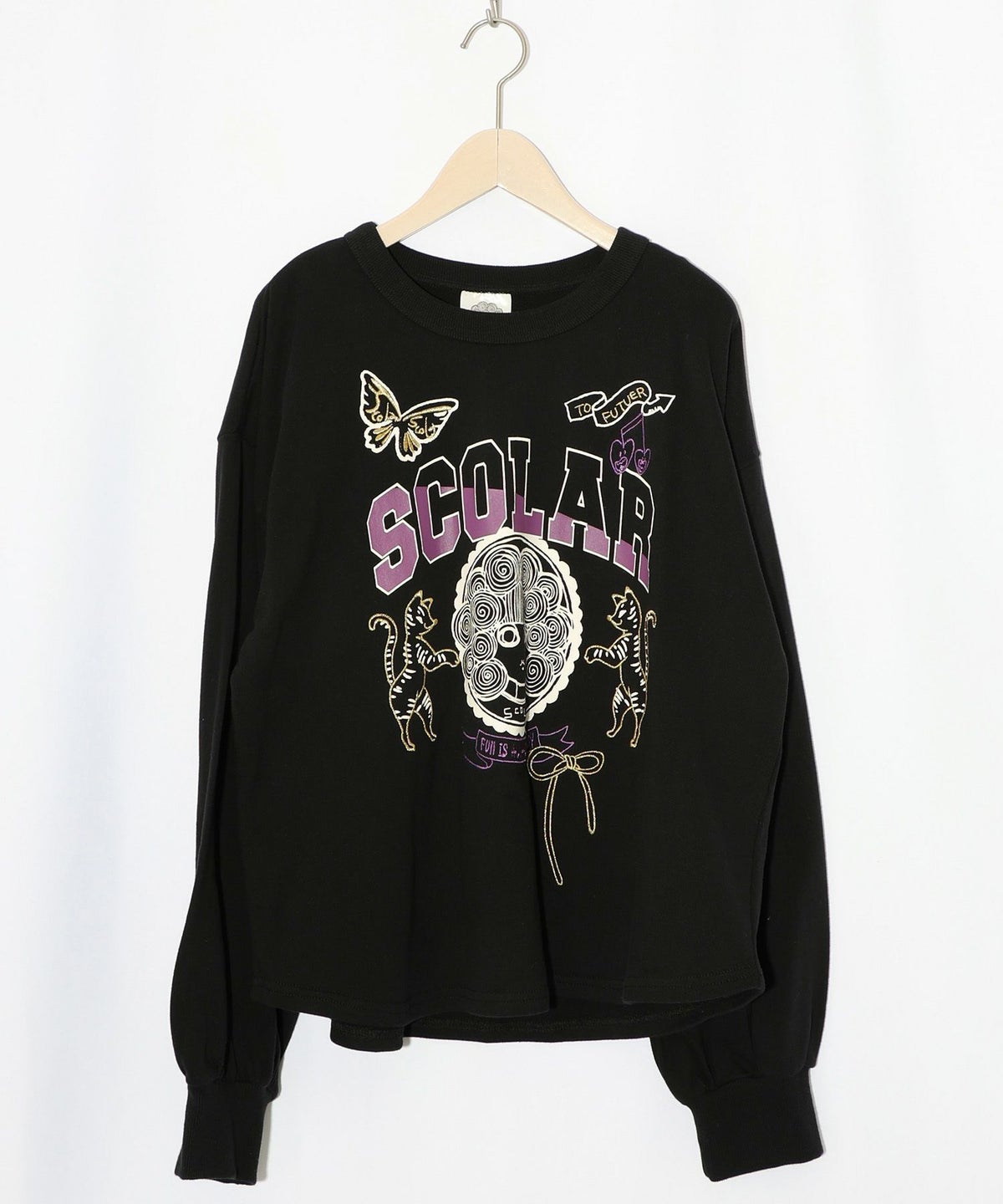 スカラーちゃん×トラ×蝶刺繍 ミニ裏毛プルオーバー-10