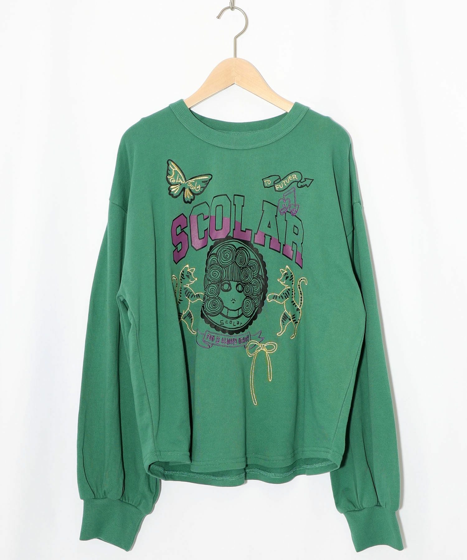 153698：スカラーちゃん×トラ×蝶刺繍 ミニ裏毛プルオーバーの通販-ScoLar