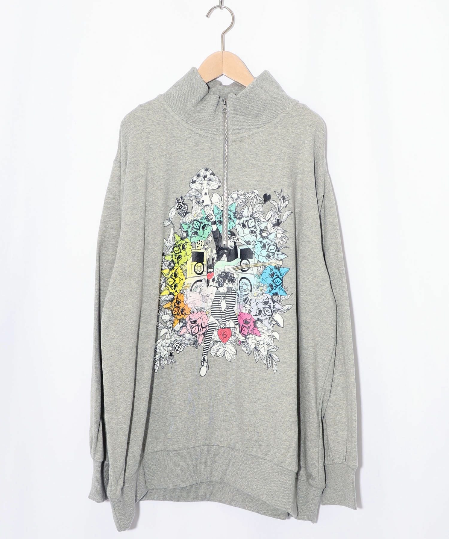 153697：スカラーちゃんと時計と音楽柄裏毛チュニックの通販-ScoLar