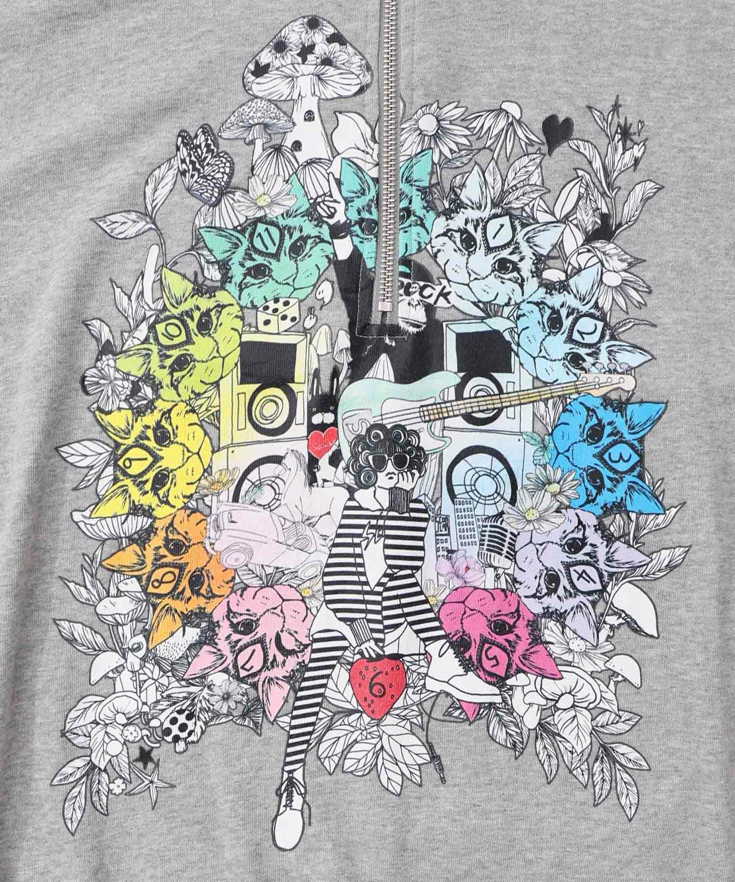 153697：スカラーちゃんと時計と音楽柄裏毛チュニックの通販-ScoLar