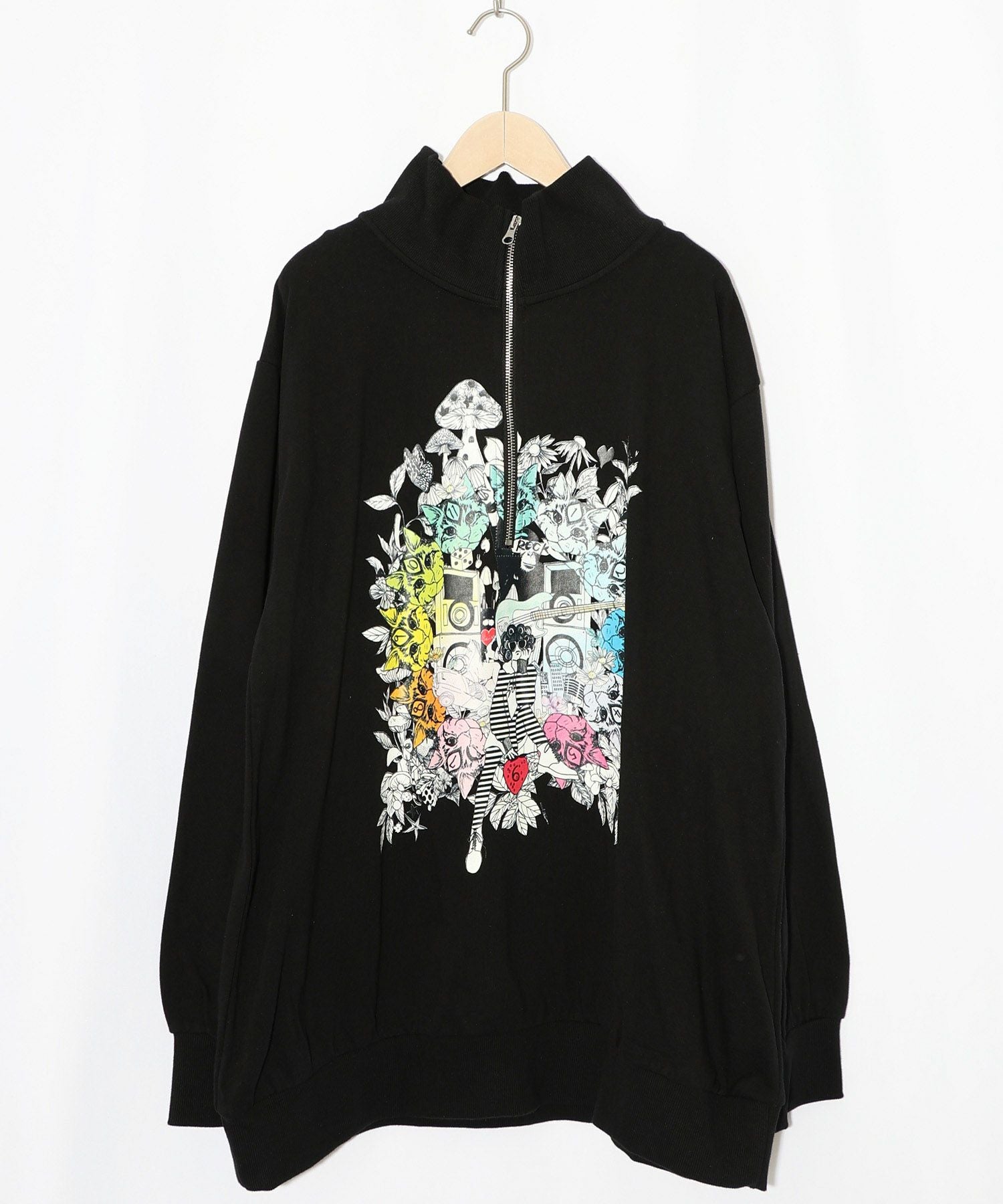 153697：スカラーちゃんと時計と音楽柄裏毛チュニックの通販-ScoLar