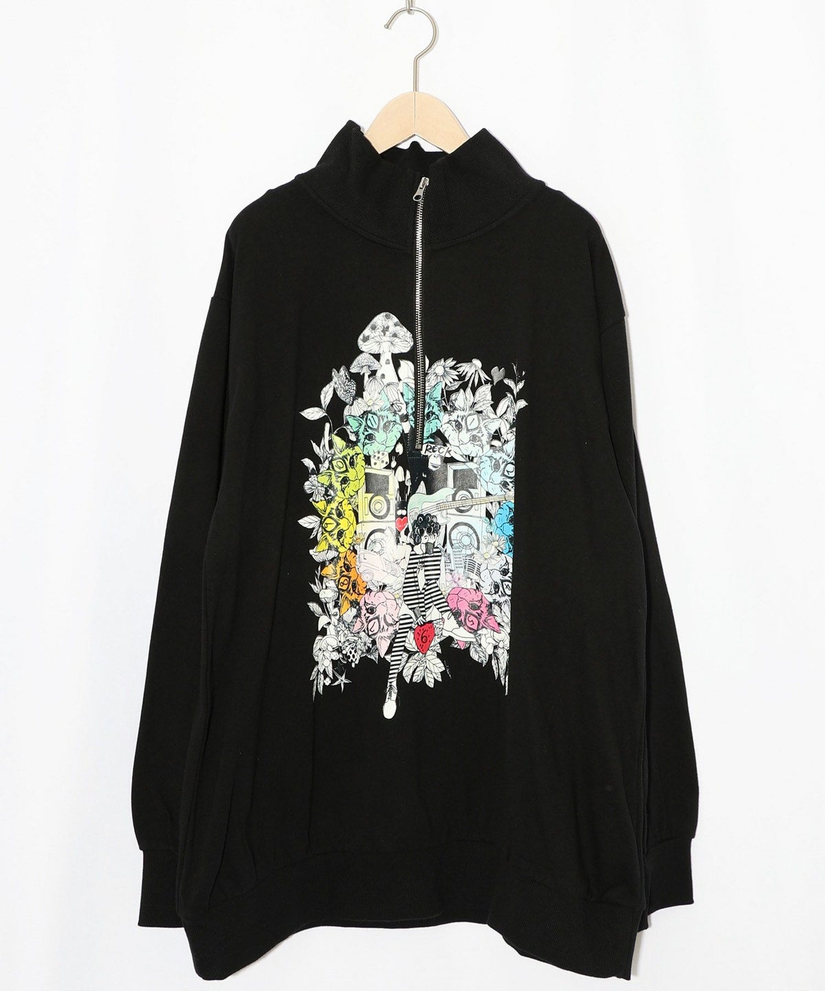 スカラーちゃんと時計と音楽柄裏毛チュニック-13