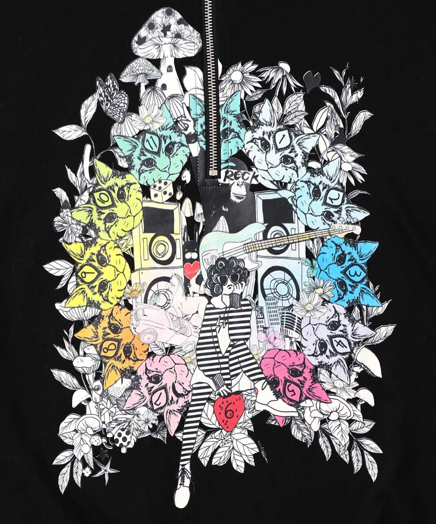 153697：スカラーちゃんと時計と音楽柄裏毛チュニックの通販-ScoLar