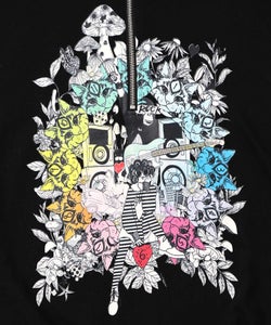 スカラーちゃんと時計と音楽柄裏毛チュニック-14