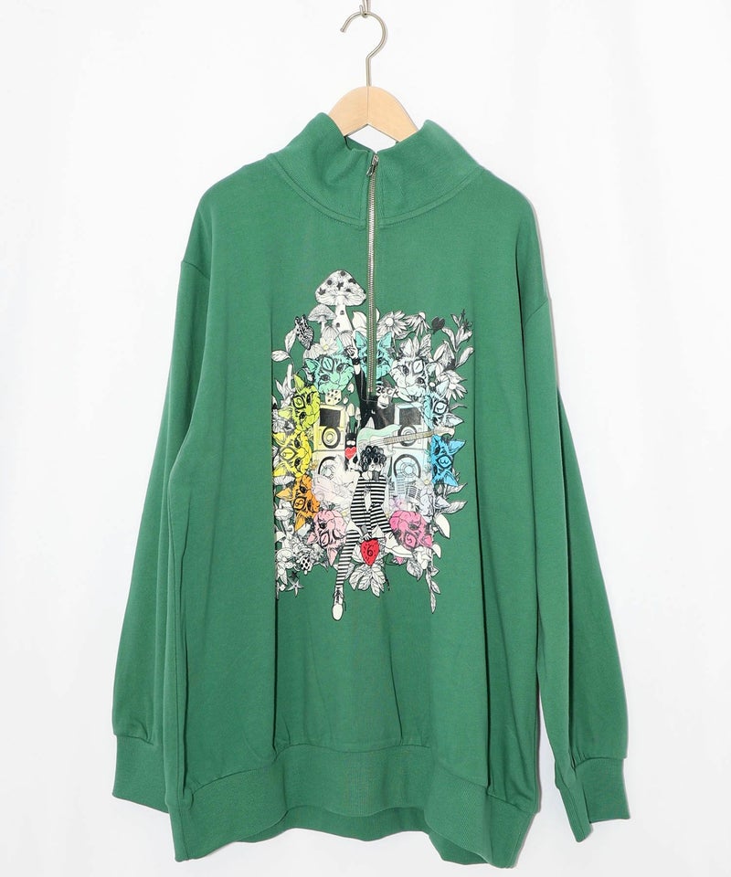 スカラーちゃんと時計と音楽柄裏毛チュニック-15