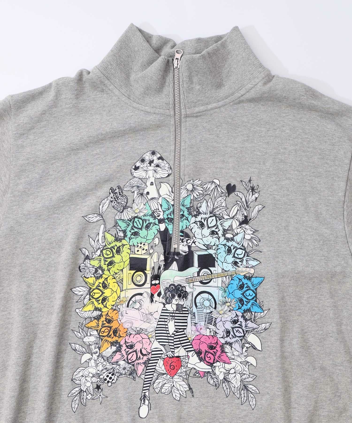 153697：スカラーちゃんと時計と音楽柄裏毛チュニックの通販-ScoLar