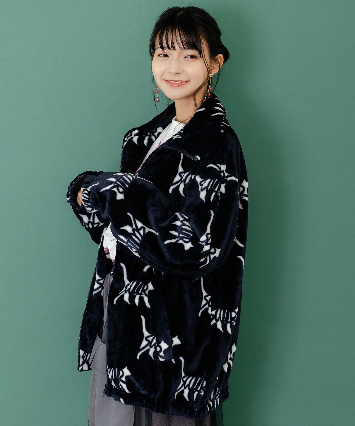 153695：スカラー柄展開フランネル×タフタブルゾンの通販-ScoLar