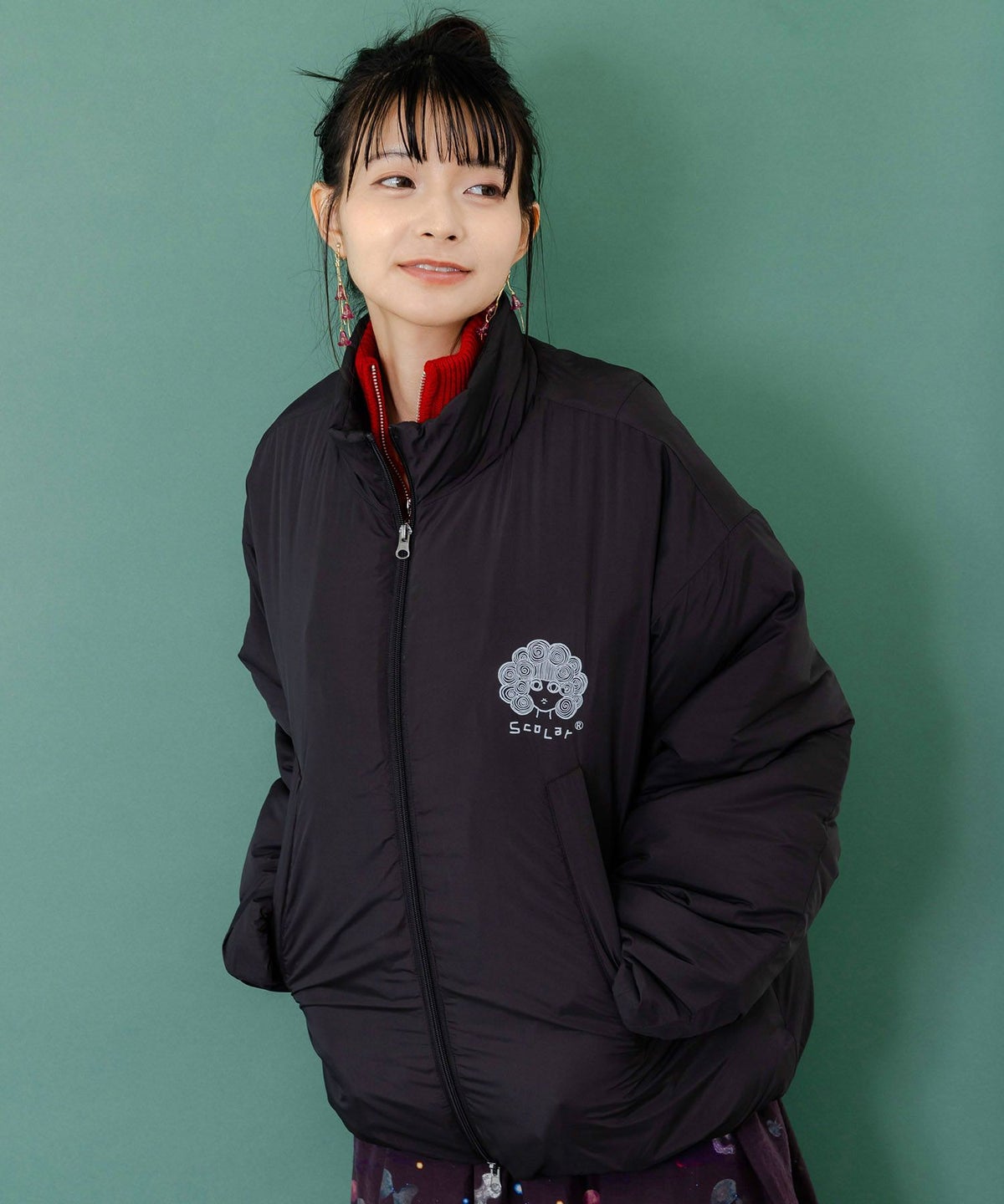 スカラー柄展開 中綿シンサレートブルゾン-2