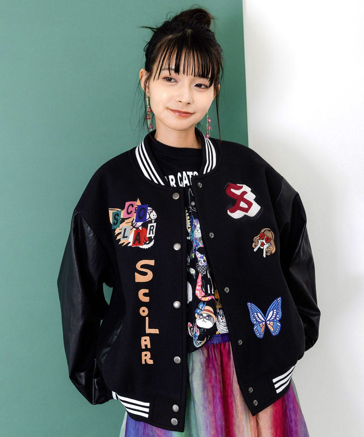 メルトン×合皮 異素材切替スタジャン-4