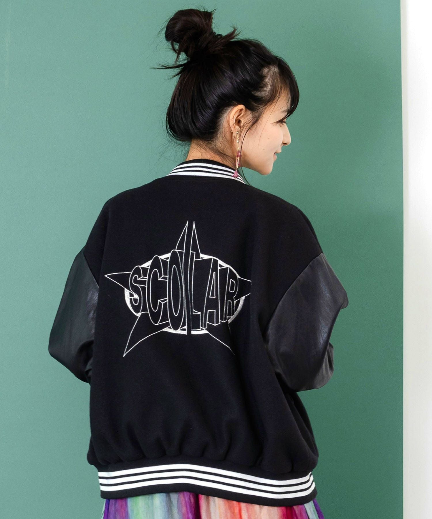 153686：メルトン×合皮 異素材切替スタジャンの通販-ScoLar