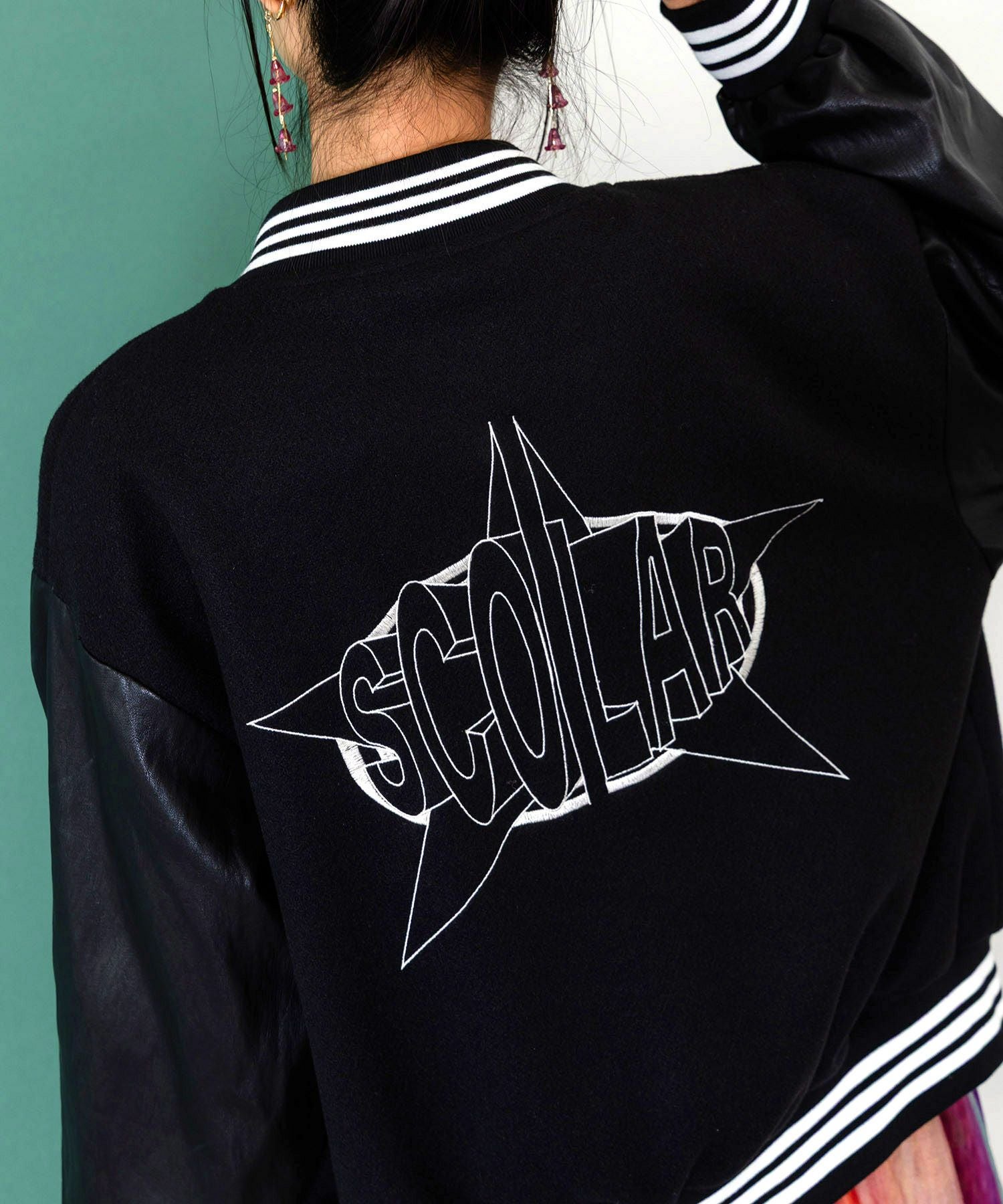 153686：メルトン×合皮 異素材切替スタジャンの通販-ScoLar