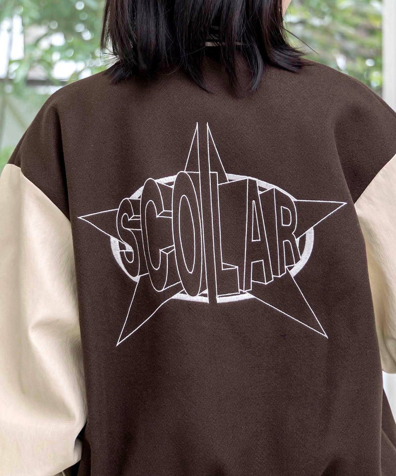 メルトン×合皮 異素材切替スタジャン-26