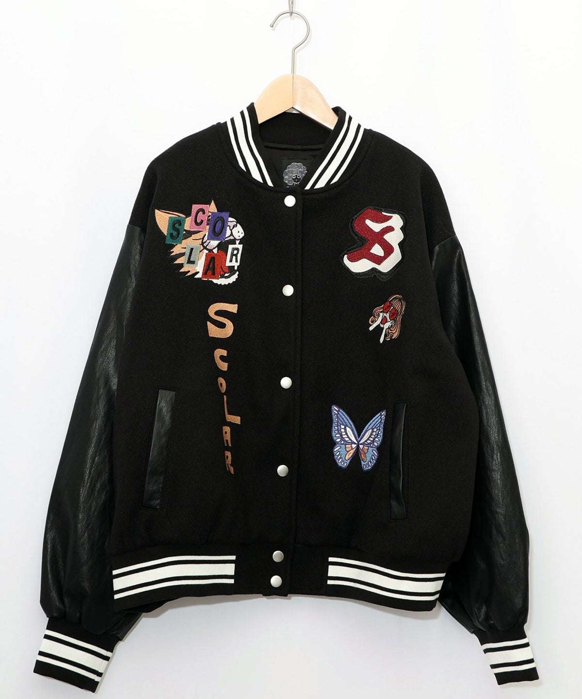 メルトン×合皮 異素材切替スタジャン-27