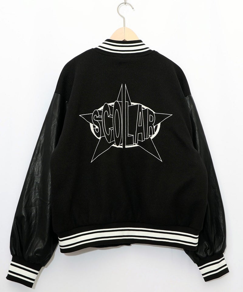 メルトン×合皮 異素材切替スタジャン-28