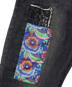 綿×レース異素材アップリケデニムパンツ-20