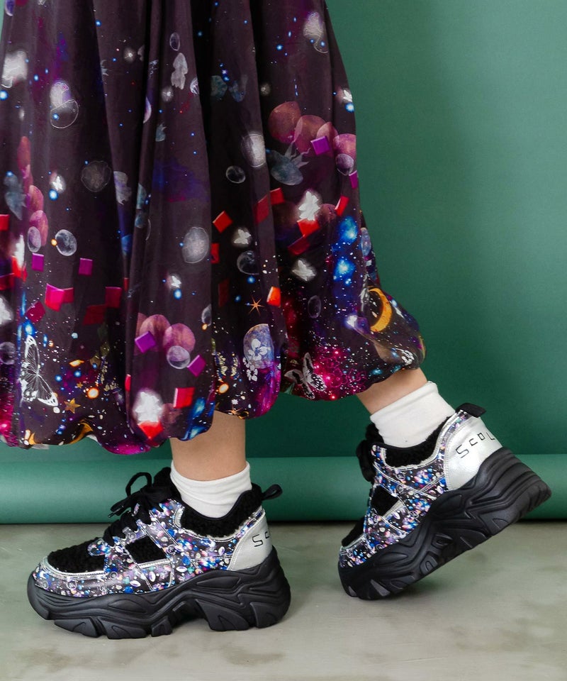 宇宙クラゲ柄もこもこ厚底スニーカー-1