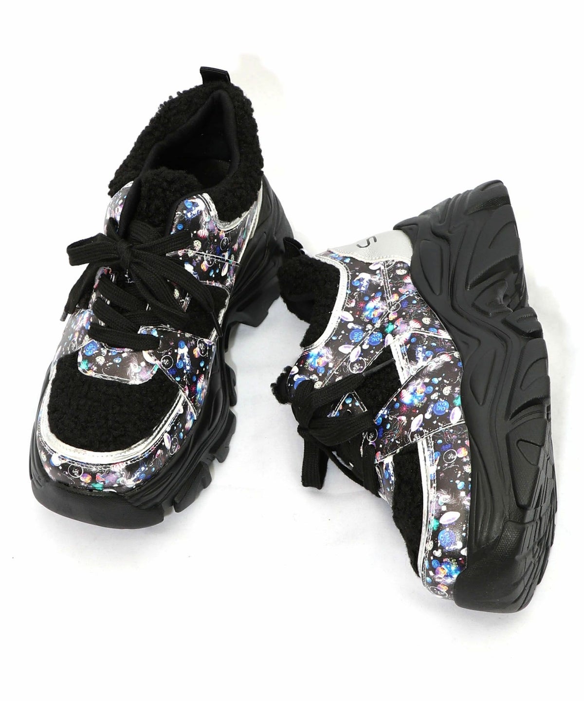 宇宙クラゲ柄もこもこ厚底スニーカー-15