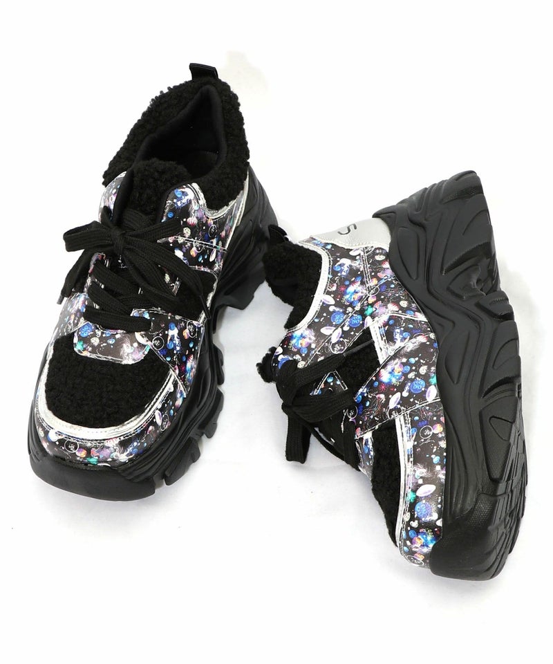 宇宙クラゲ柄もこもこ厚底スニーカー-15