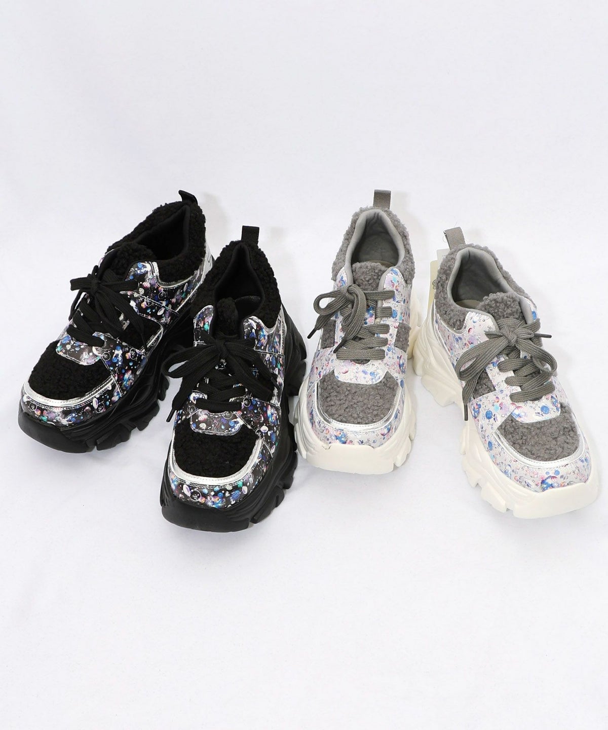 宇宙クラゲ柄もこもこ厚底スニーカー-23