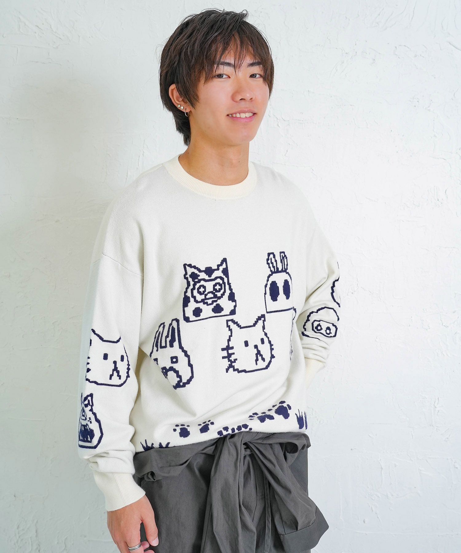 353122：リバーシブルドット絵柄ニットプルオーバーの通販-ScoLar