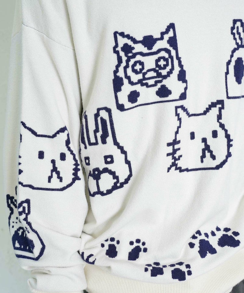 リバーシブルドット絵柄ニットプルオーバー-7