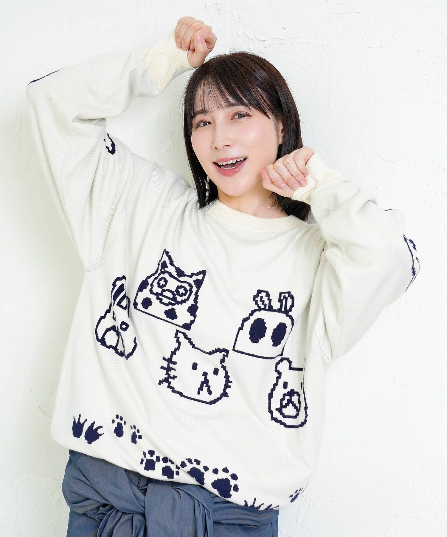 353122：リバーシブルドット絵柄ニットプルオーバーの通販-ScoLar