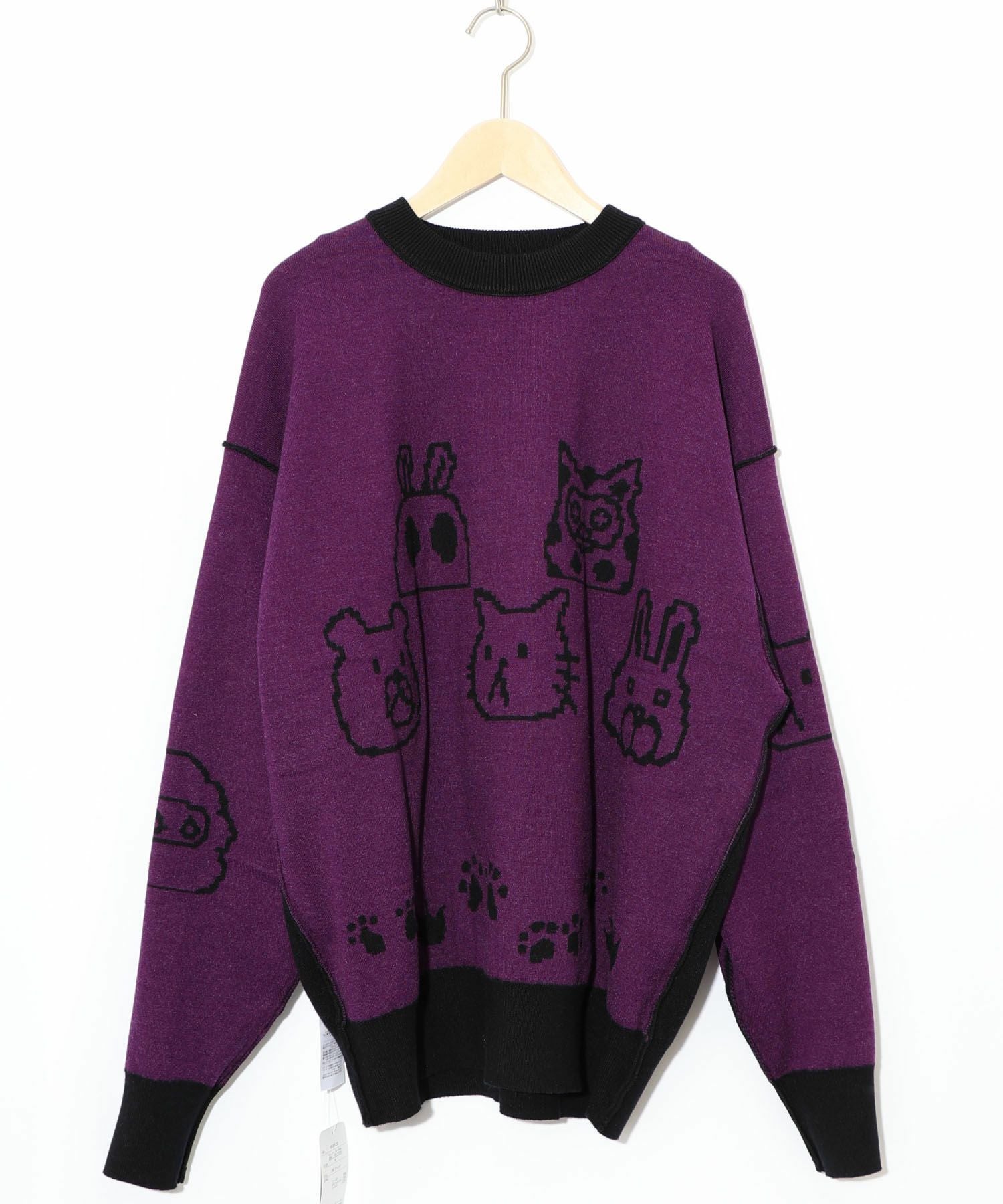 353122：リバーシブルドット絵柄ニットプルオーバーの通販-ScoLar