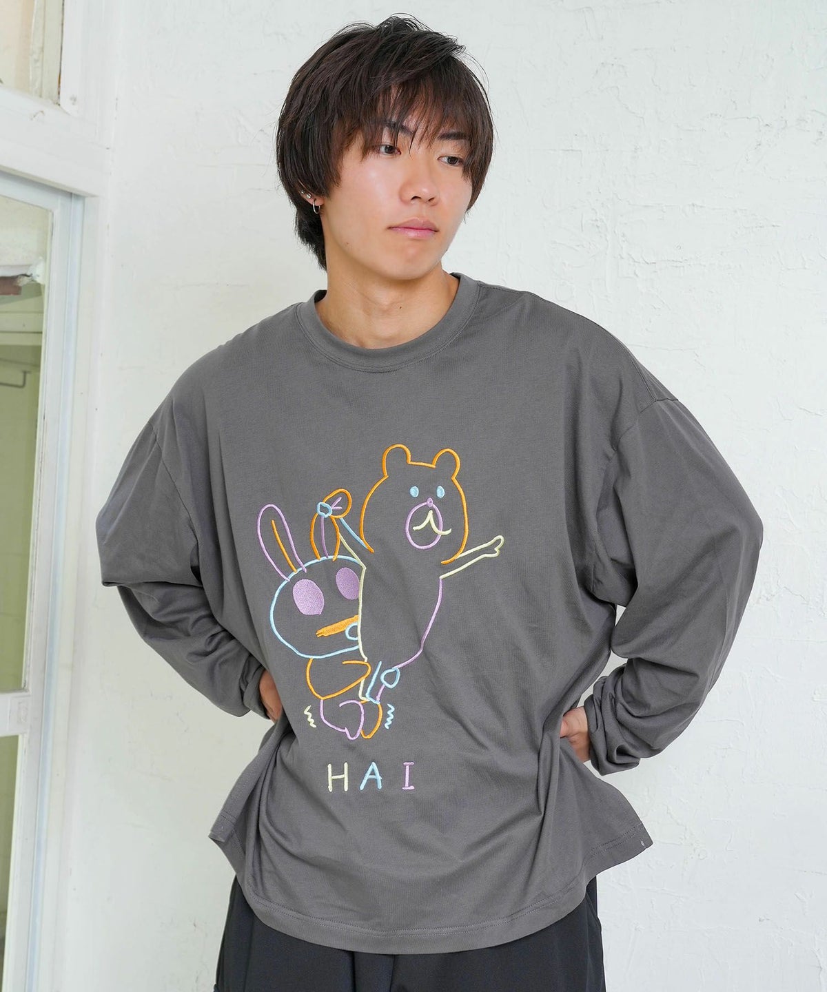 組体操クマうさぎ刺繍プルオーバー-3