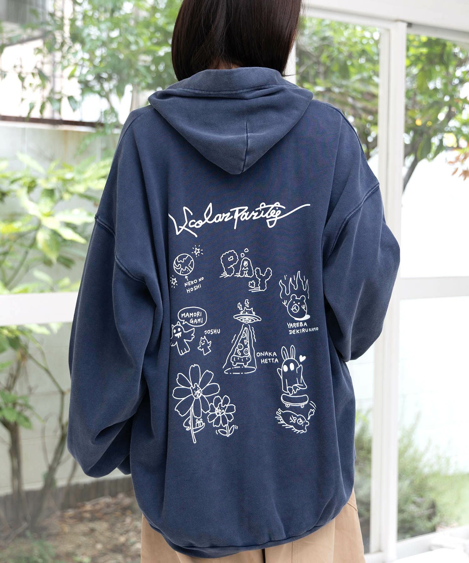 353119：落書き風裏毛スノーウォッシュパーカーの通販-ScoLar