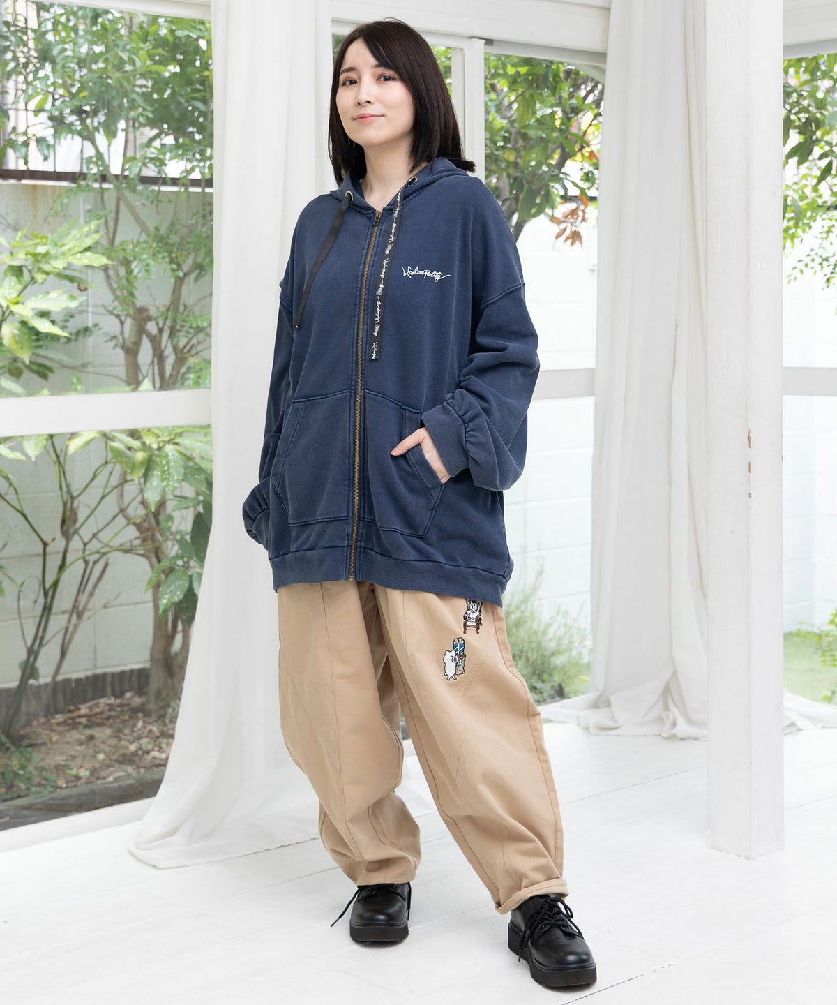 落書き風裏毛スノーウォッシュパーカー-4