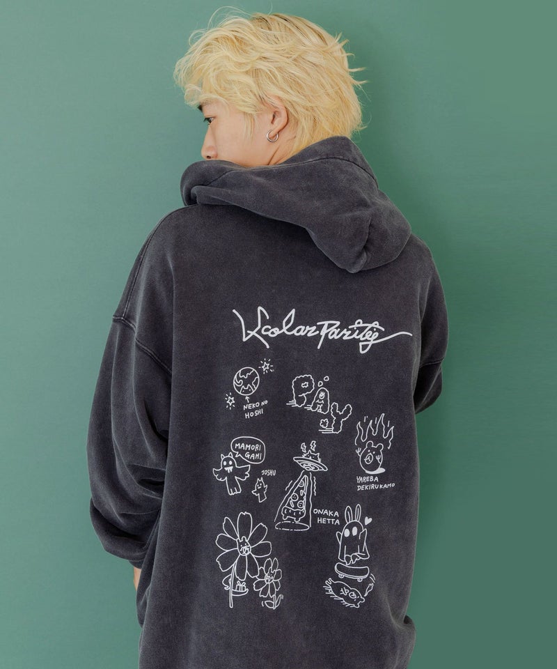 落書き風裏毛スノーウォッシュパーカー-10