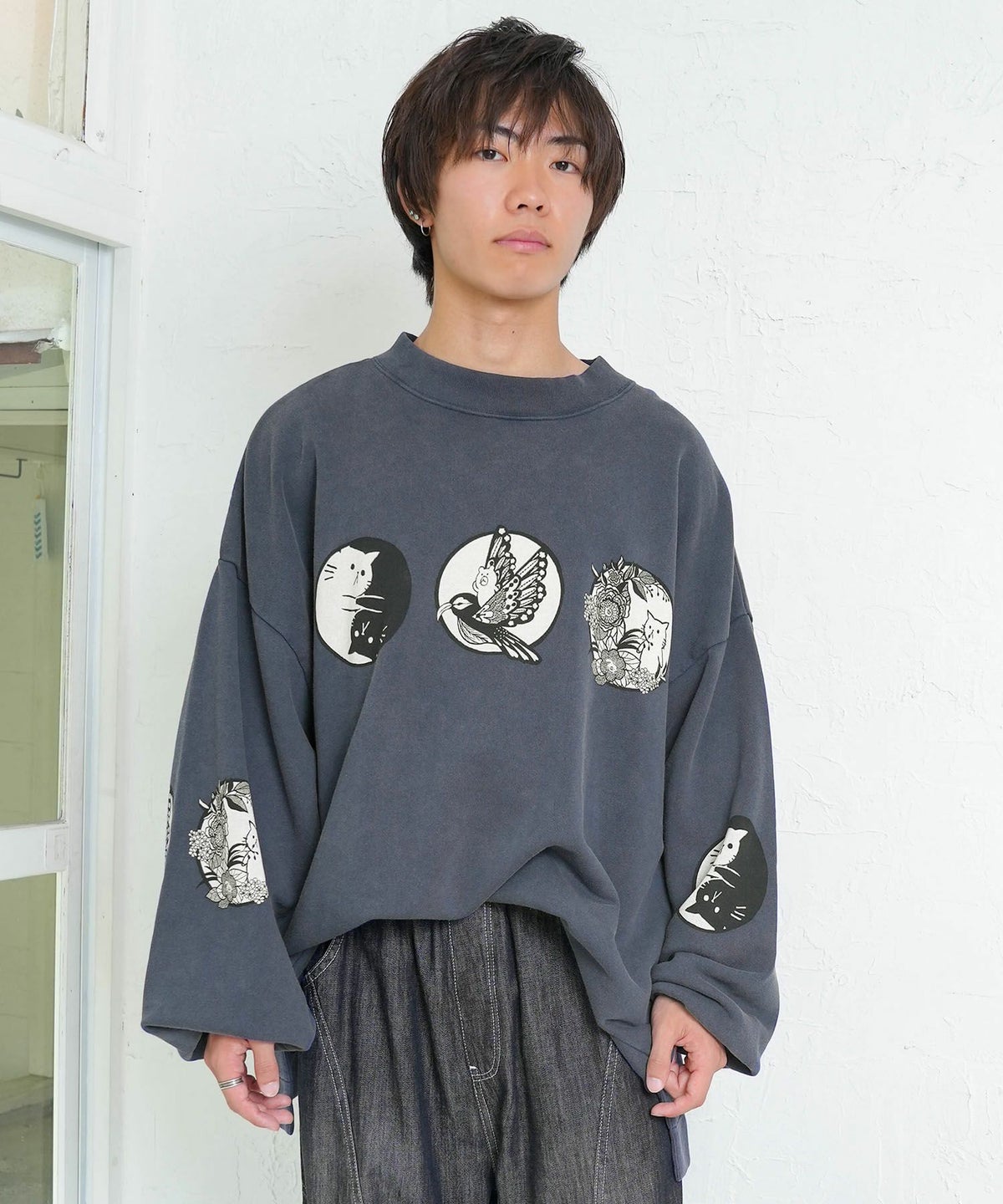 抜染Parity和柄裏毛プルオーバー-3