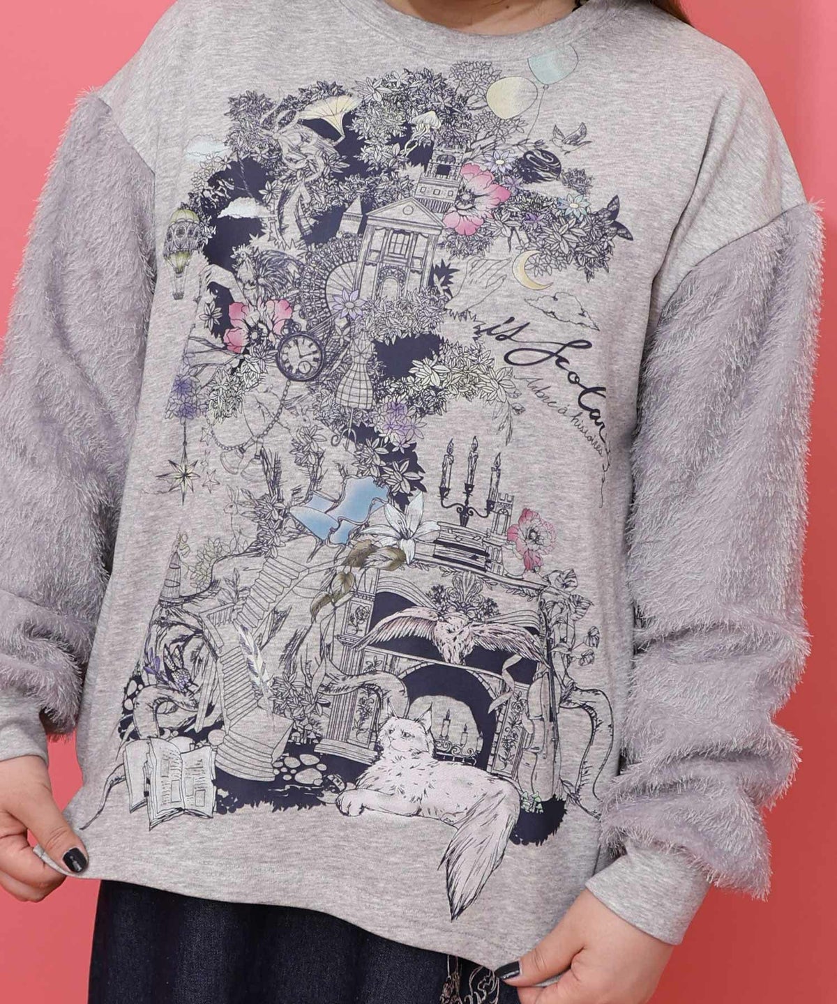 フリンジシフォン切替裏毛プルオーバー-7