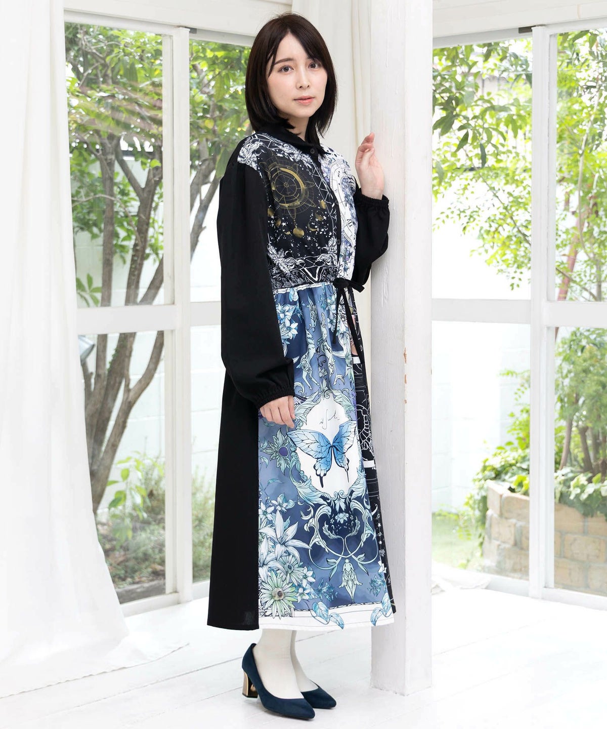 星×タロットコラージュ柄シャツワンピ-6