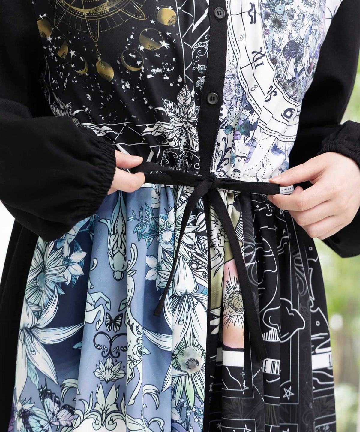 星×タロットコラージュ柄シャツワンピ-9