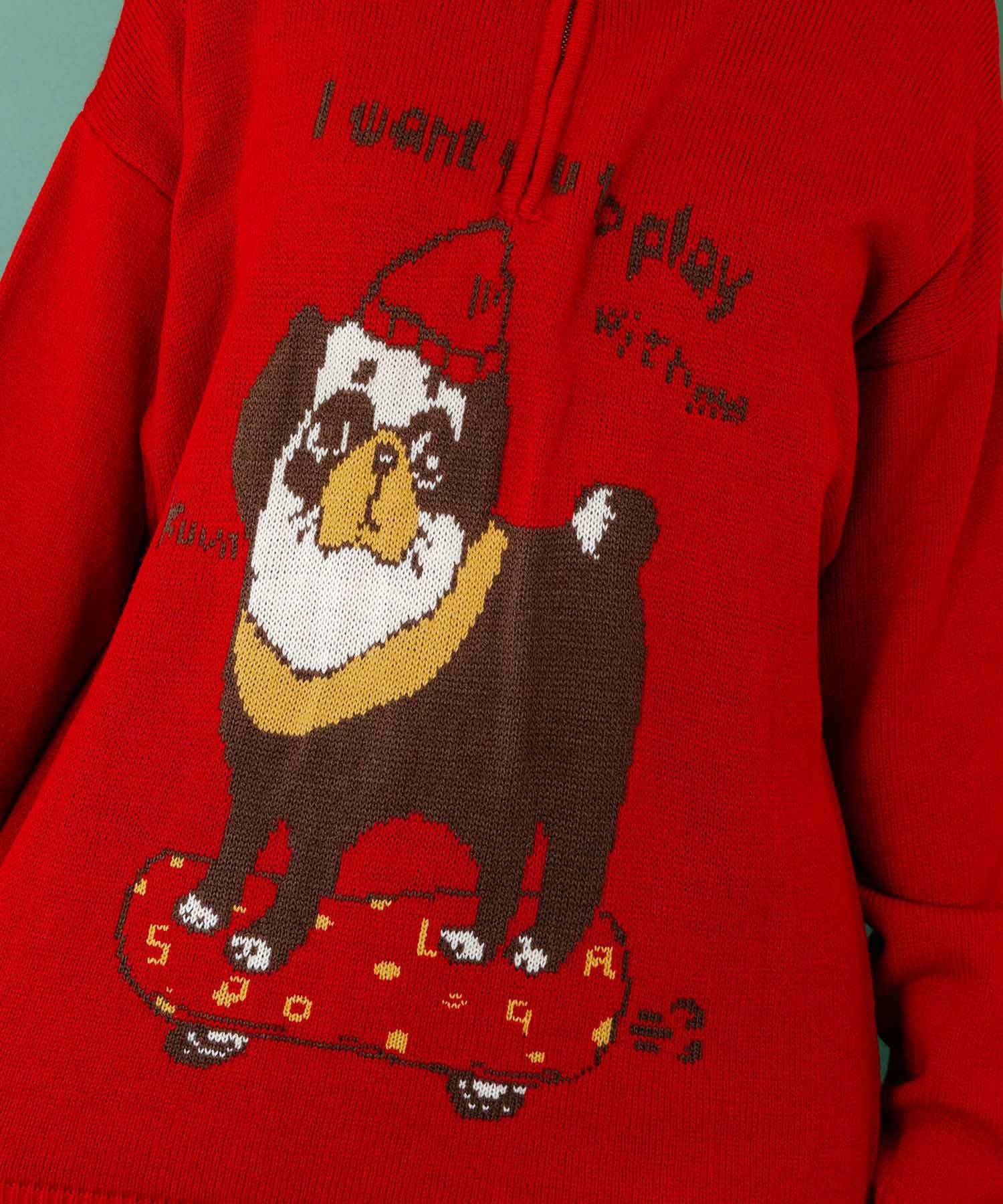 153685：かまって欲しいパグ ハイネックニットプルオーバーの通販-ScoLar