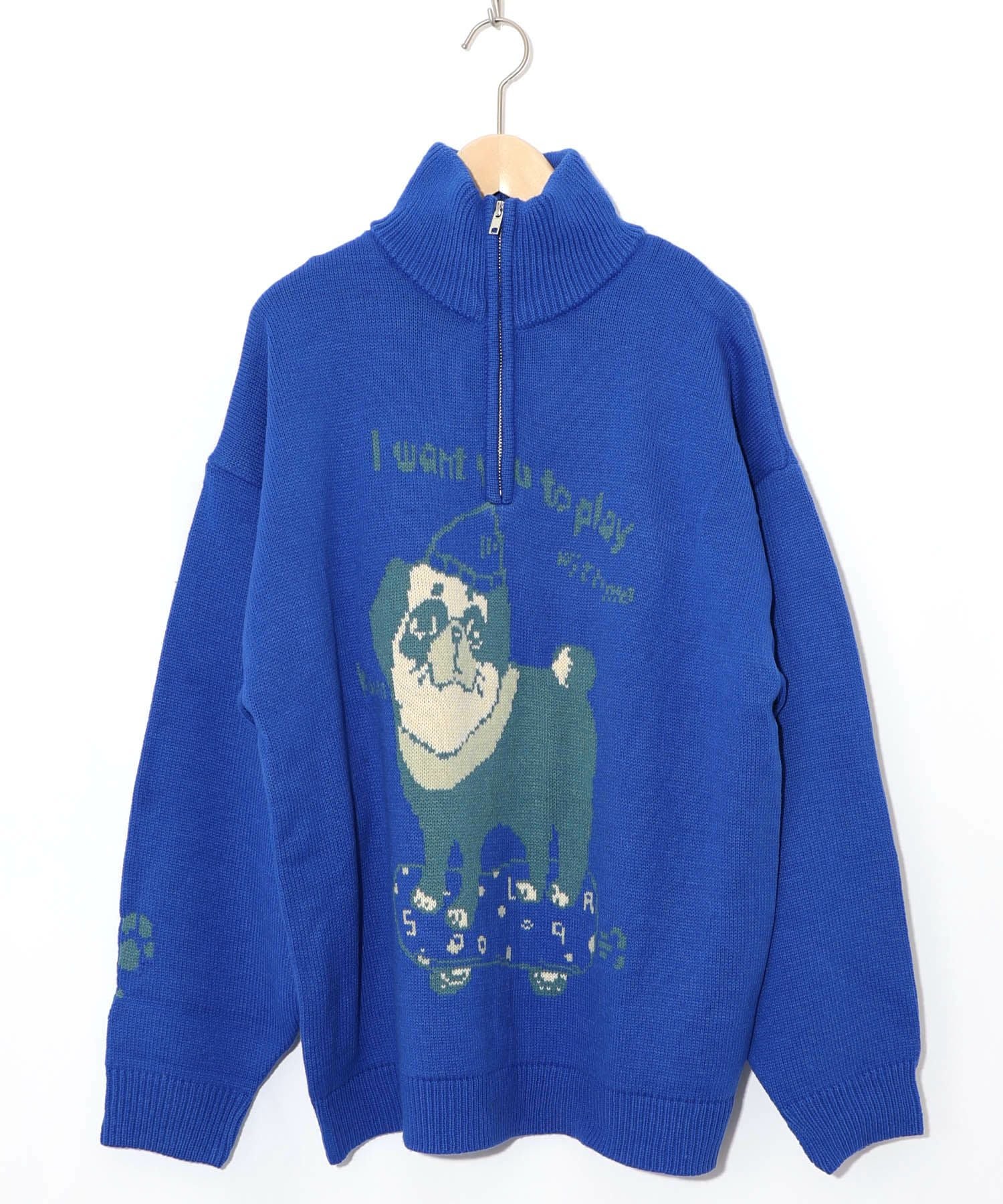 153685：かまって欲しいパグ ハイネックニットプルオーバーの通販-ScoLar