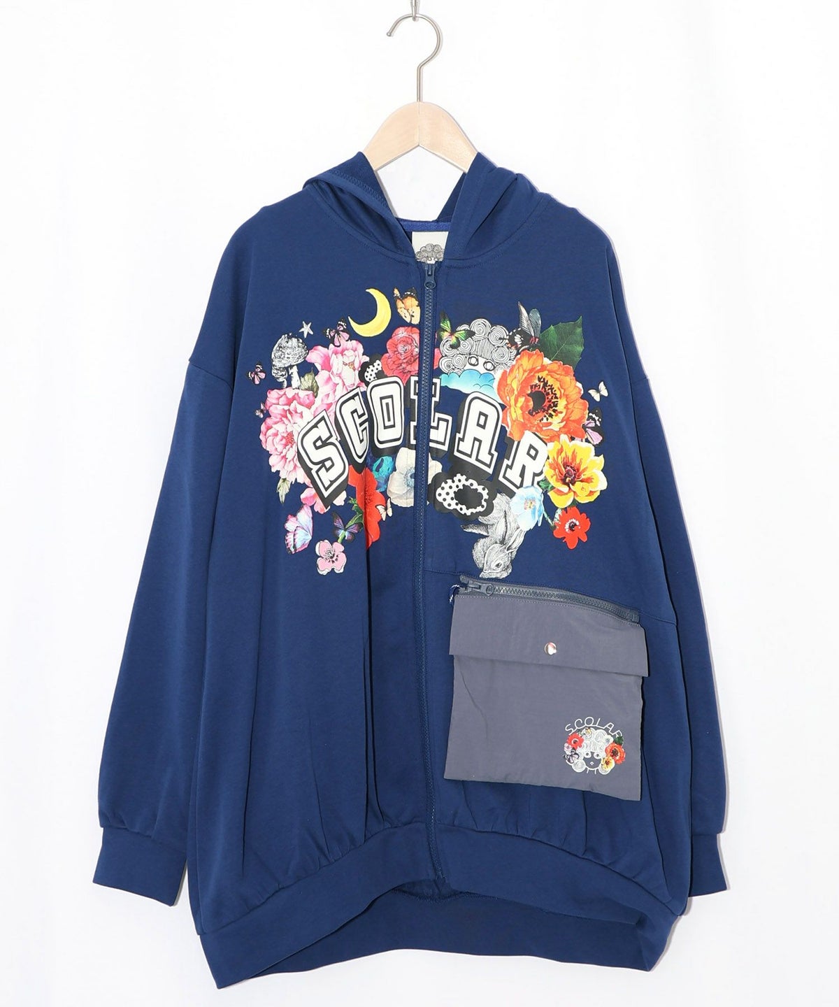 取り外し可能サコッシュ付き 花×ロゴパーカー-15