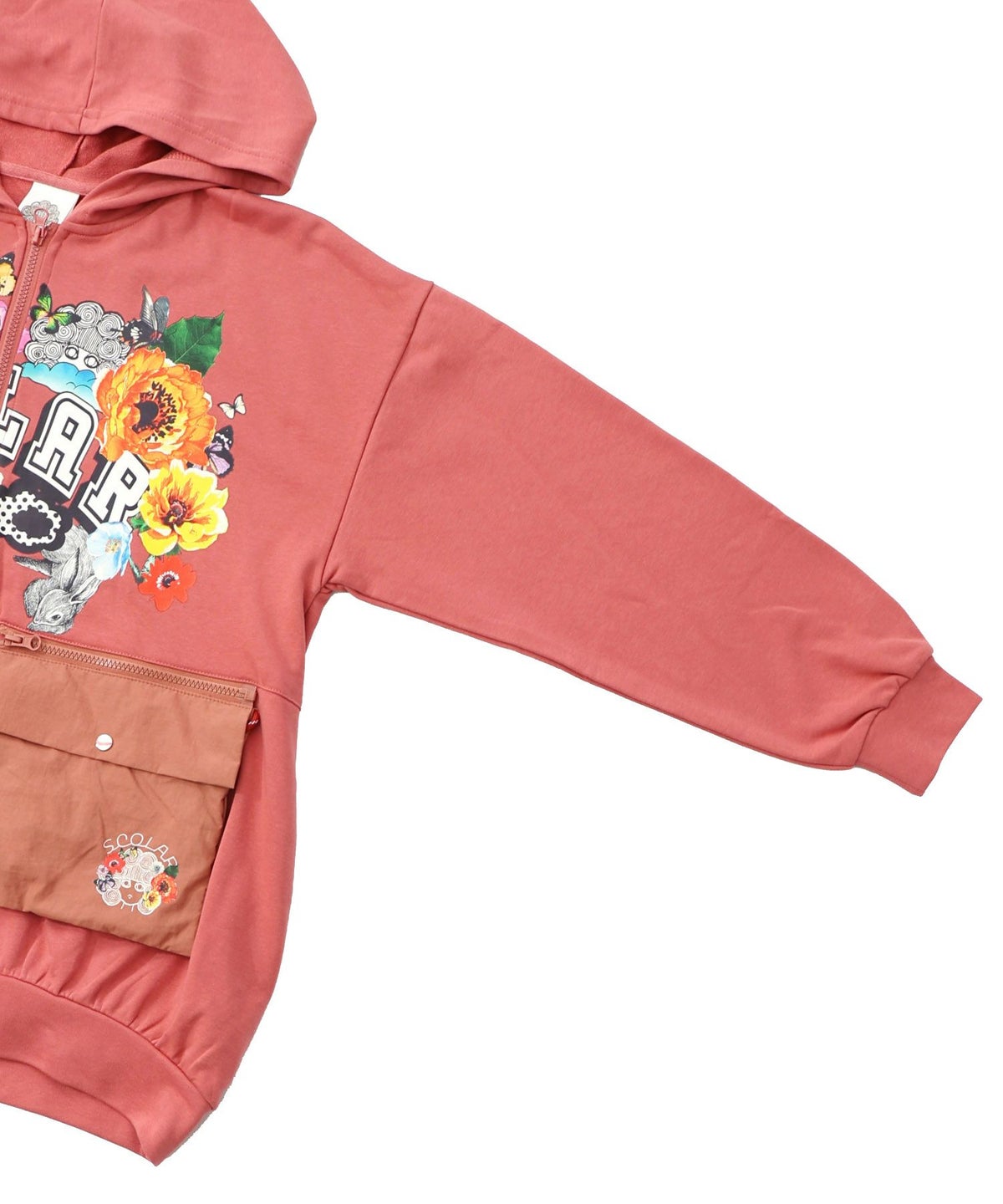 取り外し可能サコッシュ付き 花×ロゴパーカー-18