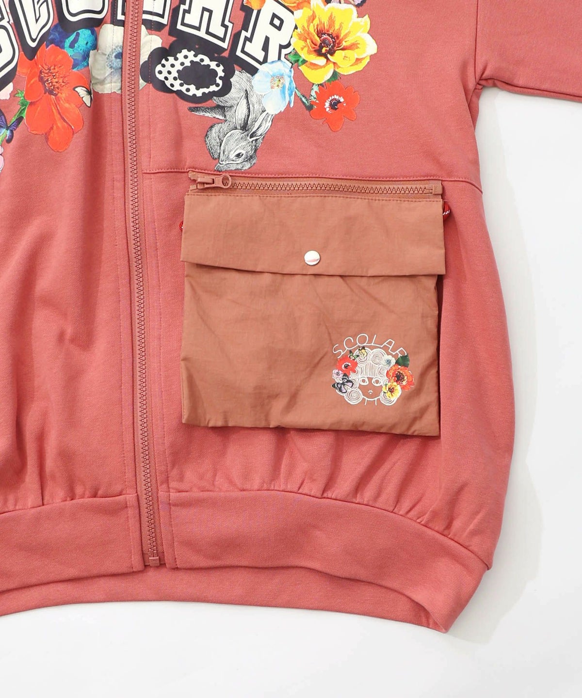 取り外し可能サコッシュ付き 花×ロゴパーカー-19