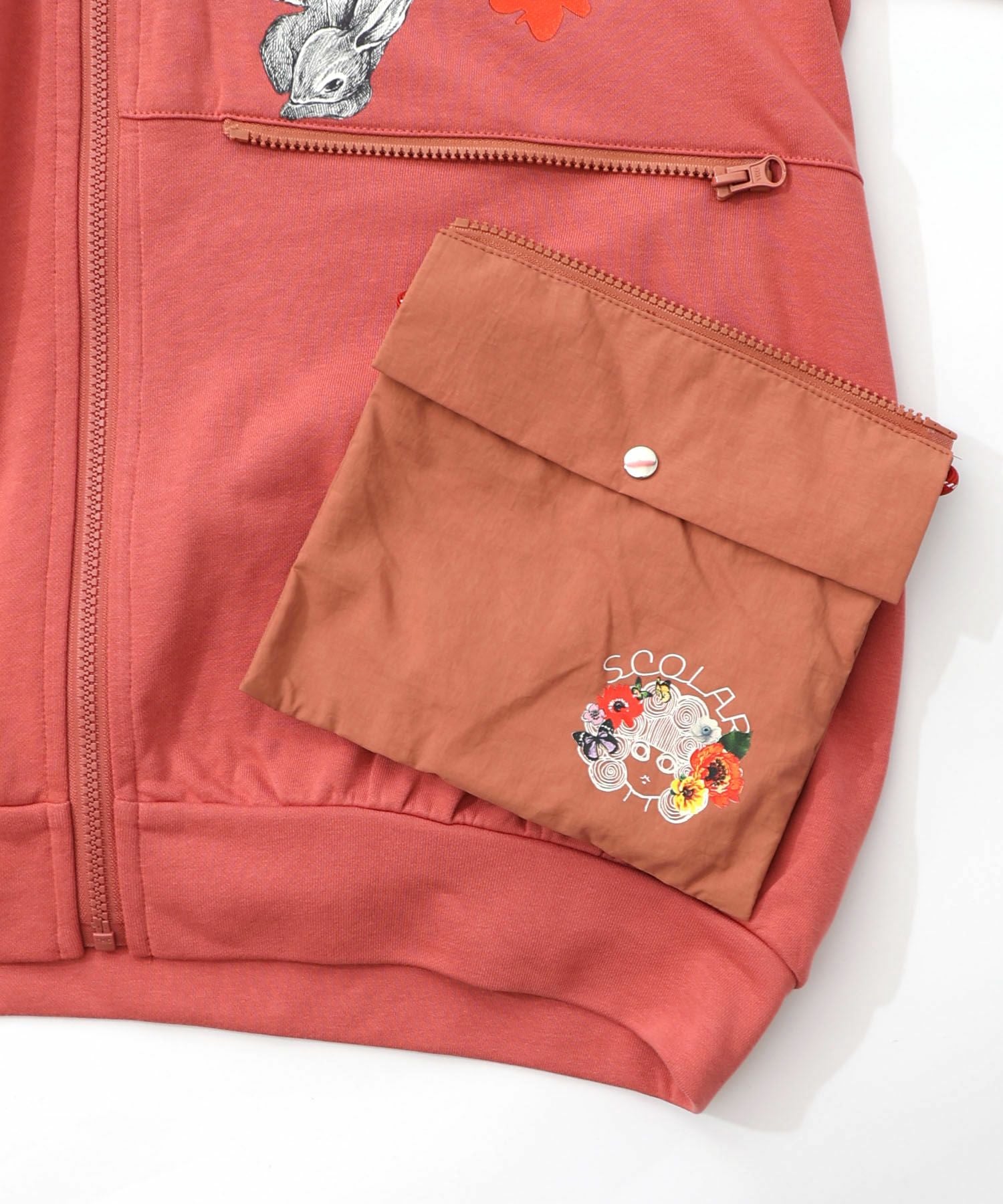 153683：取り外し可能サコッシュ付き 花×ロゴパーカーの通販-ScoLar