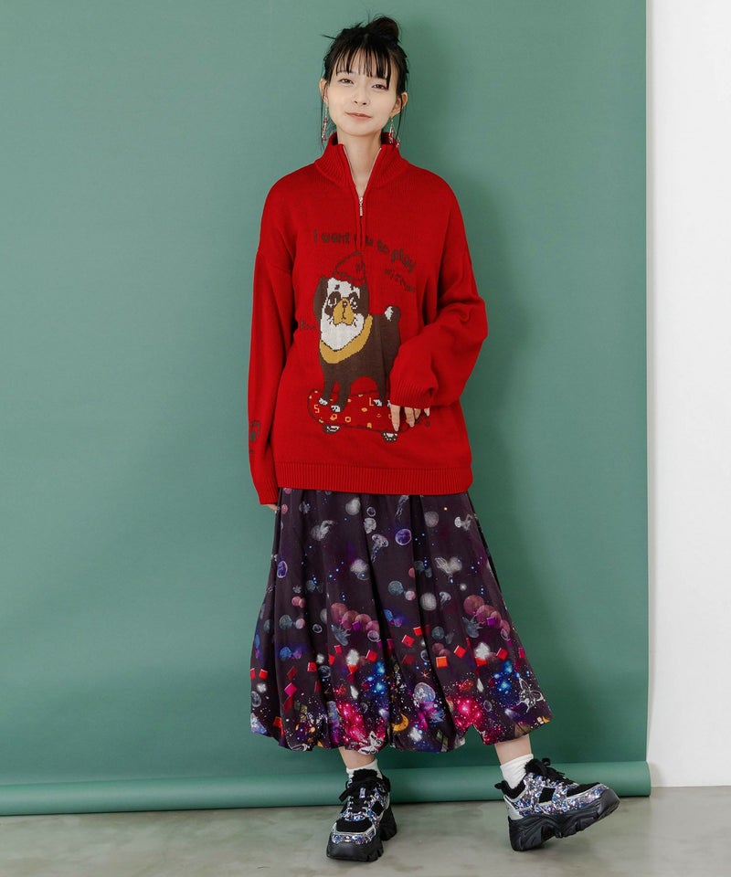 クラゲ宇宙orきのこ惑星 2柄展開バルーンスカート-2