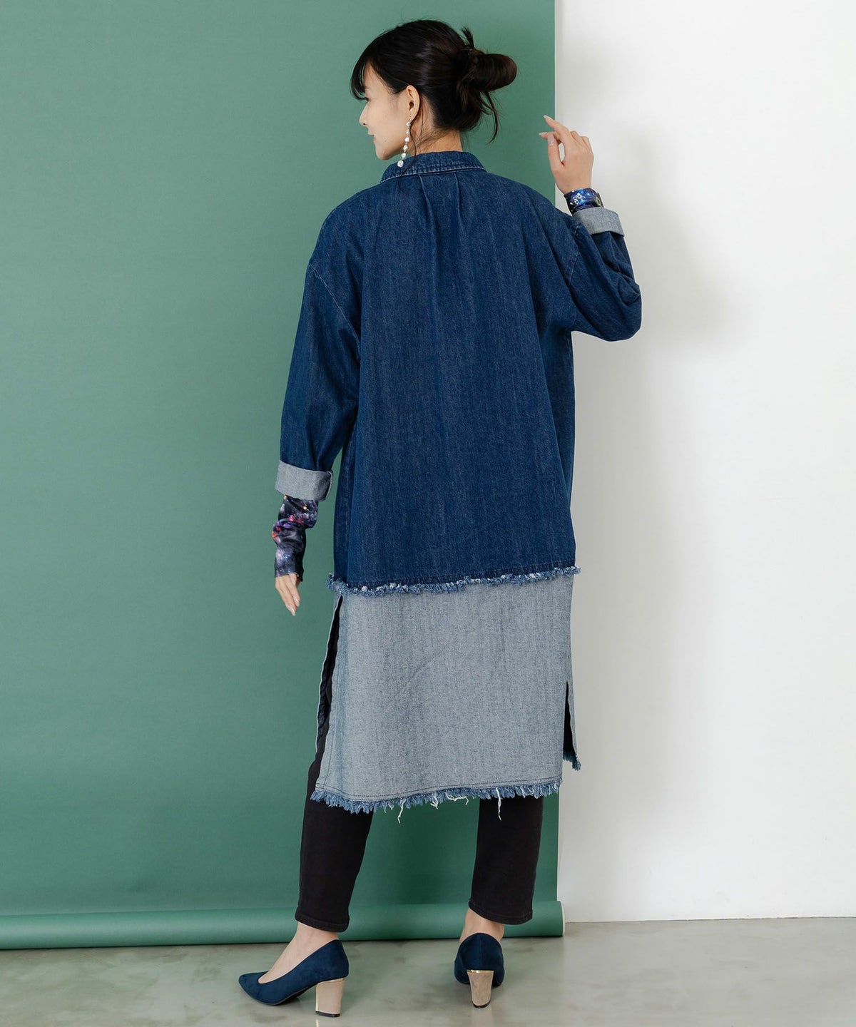 ひょっこりスカラーちゃん柄デニムシャツアウター-4