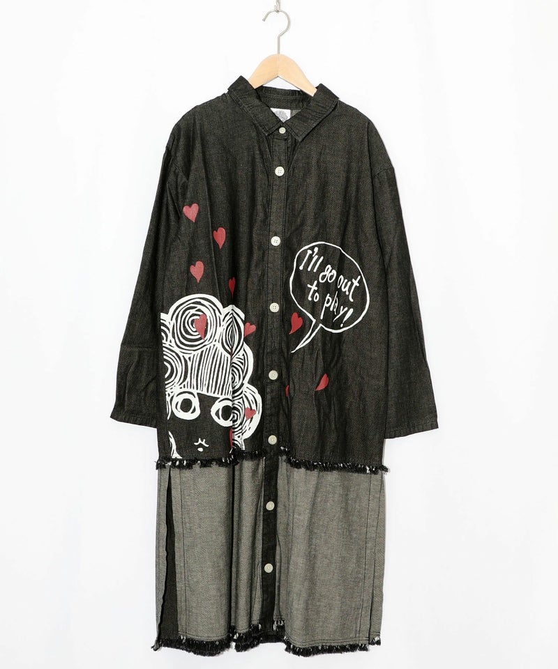 ひょっこりスカラーちゃん柄デニムシャツアウター-10