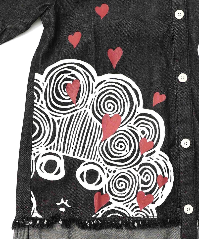 ひょっこりスカラーちゃん柄デニムシャツアウター-11